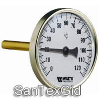 Термометр F+R801 63/50 мм с погружной гильзой 160°С Watts
