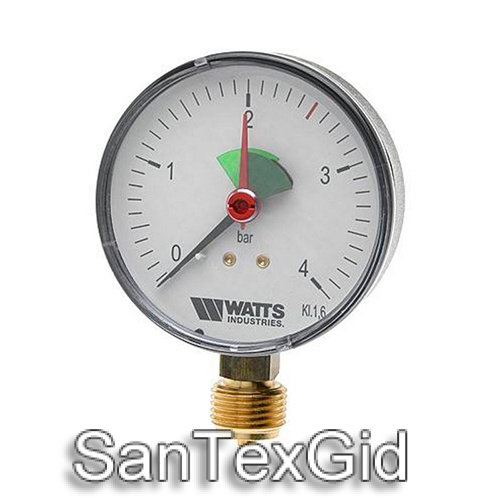 Манометр радиальный F+R200 1/4" 50 мм 10 бар Watts