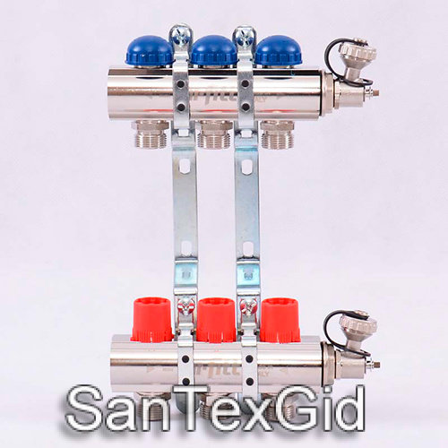 Коллектор с регулирующими вентилями 1"х3/4" 4 вых. Uni-Fitt